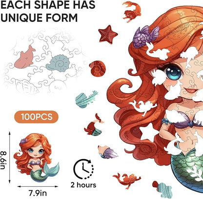Wooden Puzzles for Adult and Kids, 100 Pieces Ocean Puzzle, Unique Shaped - Image 6