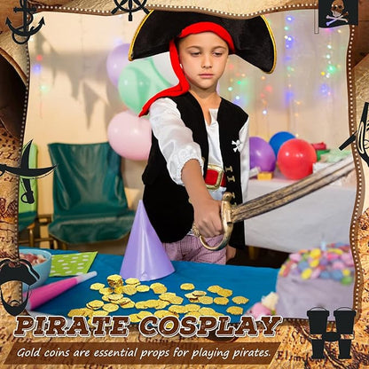 Hanaive 100 Pcs Pirate Coins Plastic Kids Fake Play Coins Replica Spanish - Image 4