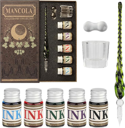 Mancola Glass Dipped Crystal Calligraphy Pen Set by mancola