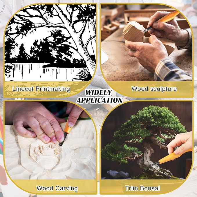 WILLBOND 5 Pcs Linocut Carving Tools Set Linoleum Hand Carving Tools Wood - Image 4