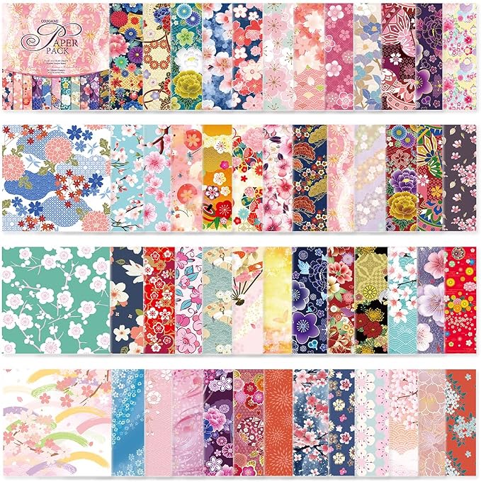 Origami Paper Kit 50 Sheets 70GSM 6 Inch Square Double Sided Color 50 Vivid by Bestartsuppliesforyou