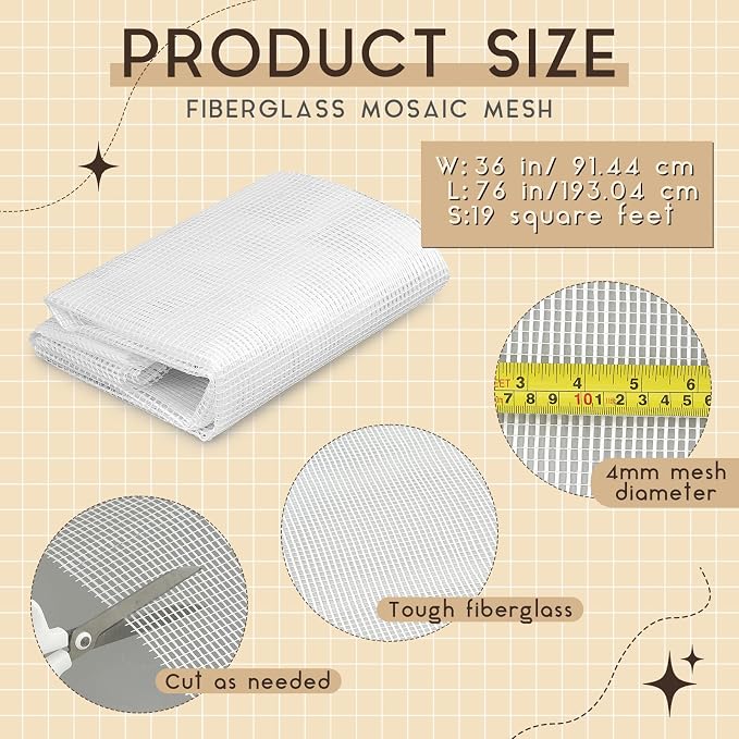36" X 76" Mosaic Mesh for Back Mounted Tile Fiberglass Mosaic Mesh Backing - Image 2