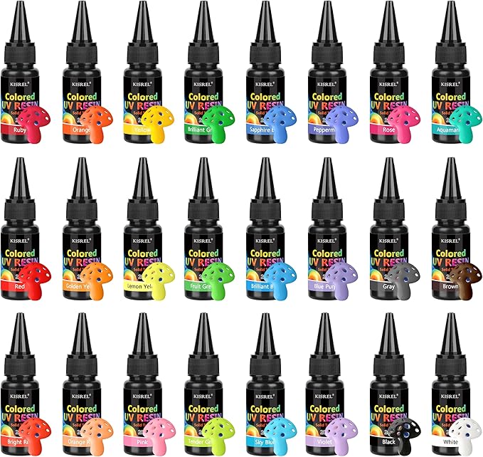 KISREL UV Resin, 24 Opaque Colored UV Resin Kit, Solid Colored UV Resins by KISREL
