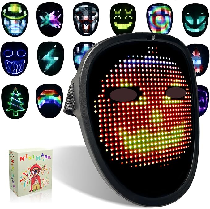 Led Mask with Gesture Sensing, Light up Face Transforming Mask by COOLGUARDER