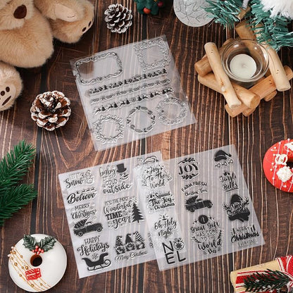 Whaline 5 Sheet Christmas Clear Stamps Wreath Snowman Gnome Silicone - Image 7