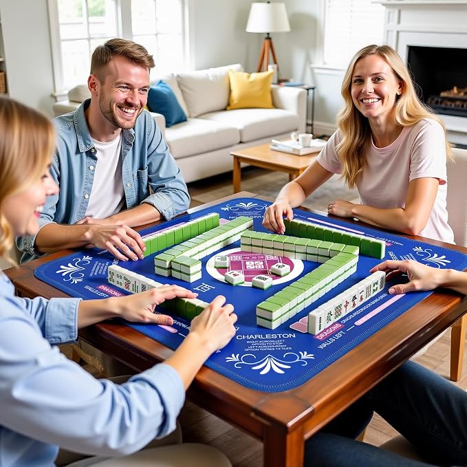 Mahjong Mat with Rules for Table with 6 Mahjong Playing Instructions, 4 Mahjong - Image 7