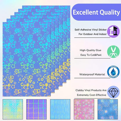 36 Sheets Holographic Sticker Paper Clear A4 Vinyl Sticker Paper Self Adhesive - Image 3