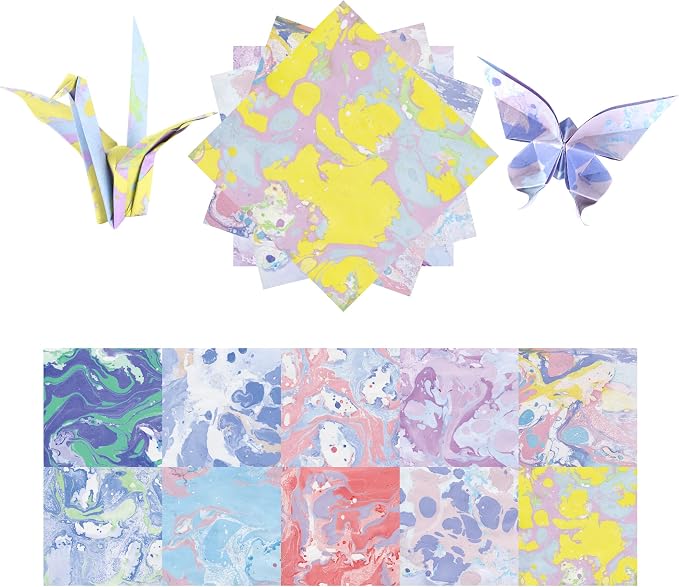 Origami Paper Kit 50 Sheets 6 Inch Square Double Sided Color 10 Vivid Japanese by Bestartsuppliesforyou
