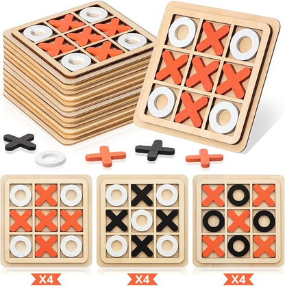 Libima 12 Pcs Wooden Tic Tac Toe Game Mini Family Board Games Classical Puzzle by Libima