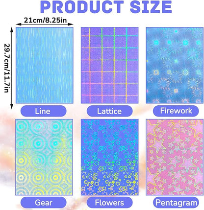 36 Sheets Holographic Sticker Paper Clear A4 Vinyl Sticker Paper Self Adhesive - Image 2
