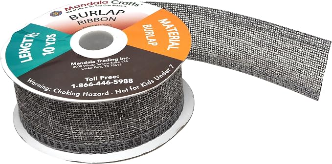 Mandala Crafts Gray Burlap Ribbon 1.5 Inches Wide Jute Ribbons - Image 4