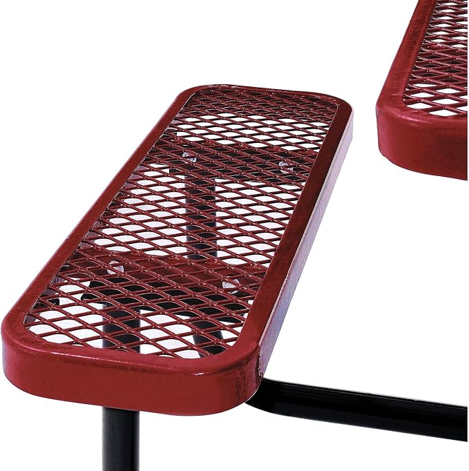 Global Industrial 46" Square Picnic Table, Expanded Metal, Attached Benches - Image 6