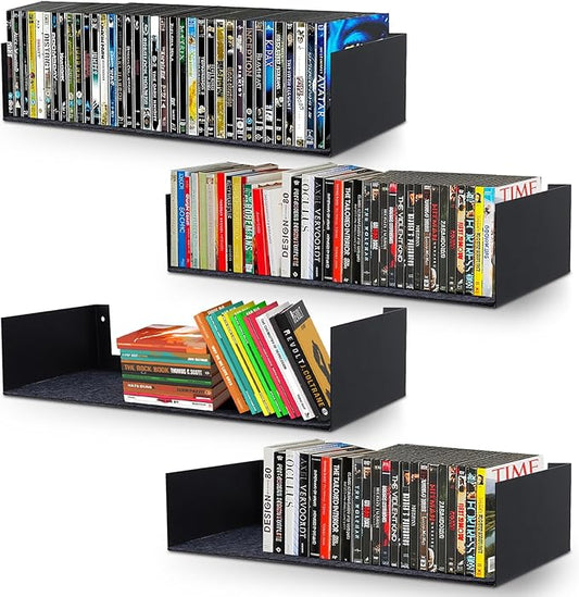 U Shape Floating Shelves Wall Mount Metal Bookshelf CD DVD Storage Display by Patioer