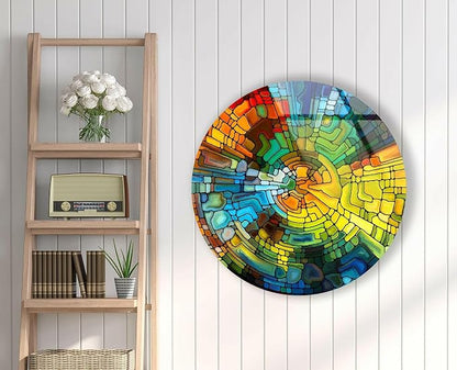 My Photostation.com 10'' Diameter Stained Yellow Round Glass Wall Art Tempered - Image 6
