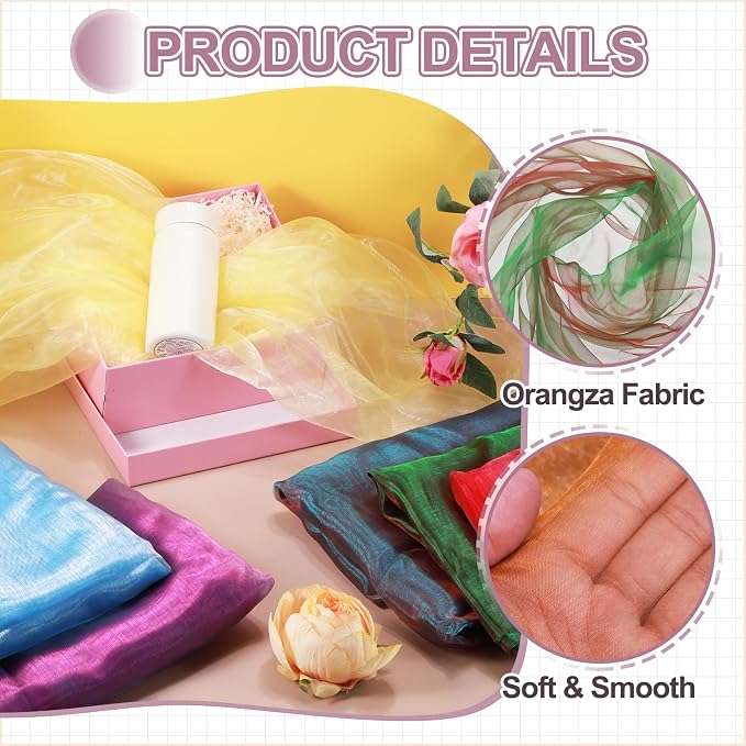 MECCANIXITY Iridescent Sheer Organza Fabric, 10 Yards x 59 Inches Solid - Image 3