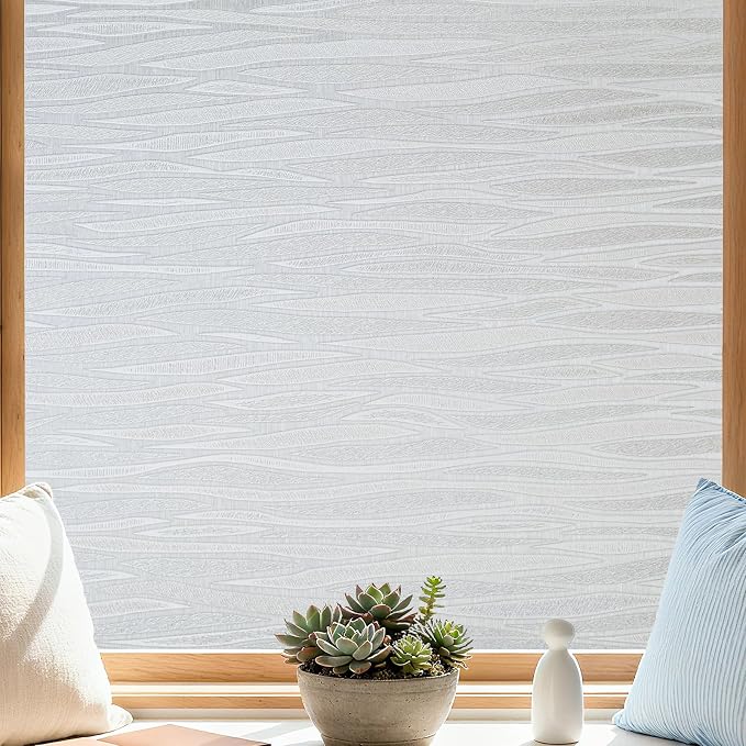 Finnez Frosted Privacy Window Film Static Cling, Non-Adhesive Decorative Cover by FINNEZ