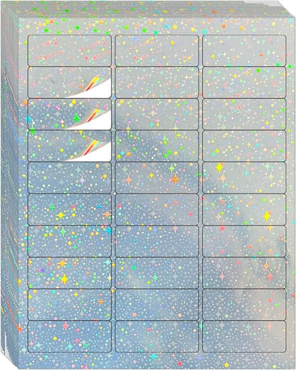 STARLIBOO 1" x 2-5/8" Address Labels- Holographic Color Stickers by STARLIBOO