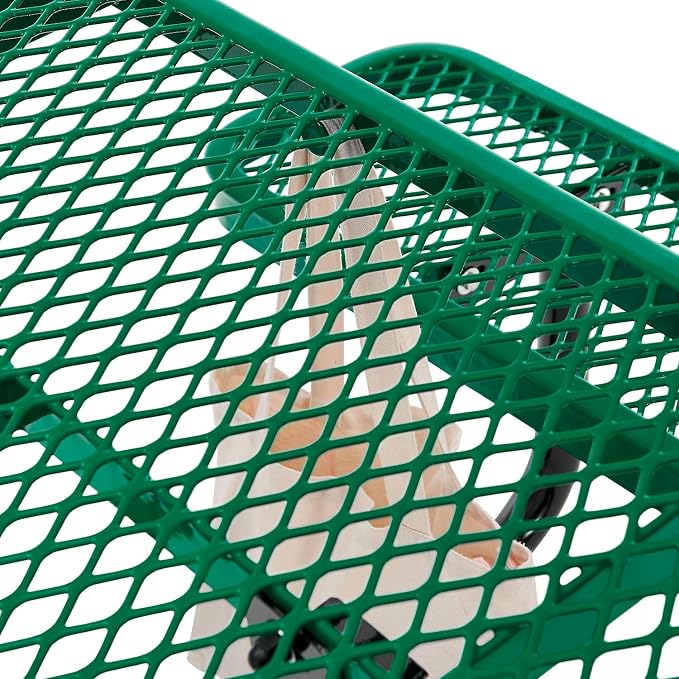 Global Industrial 46" Square Picnic Table, Expanded Metal, Attached Benches - Image 9