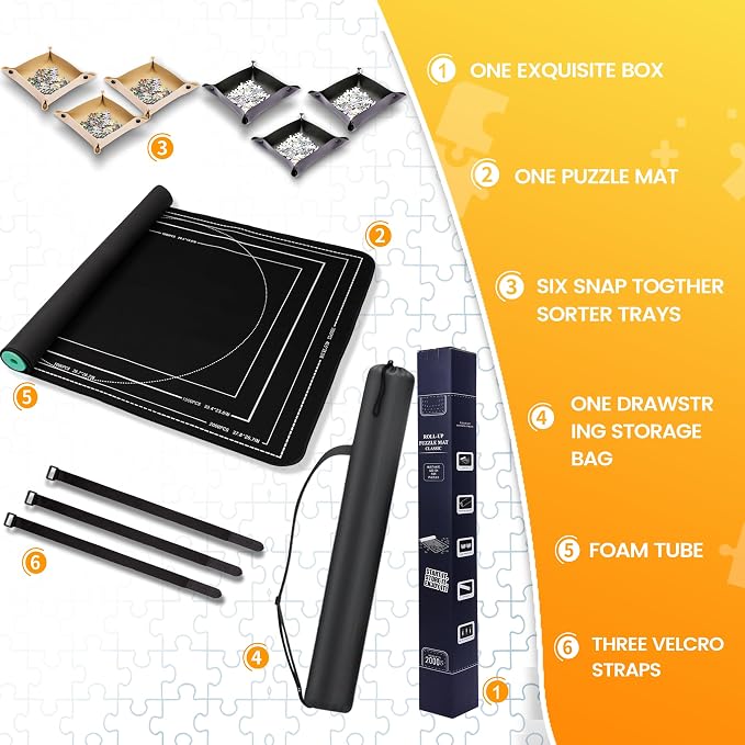 Jigsaw Puzzle Mat Roll Up, Portable Saver Pad 48” x 31” Up to 2000 Pieces - Image 3