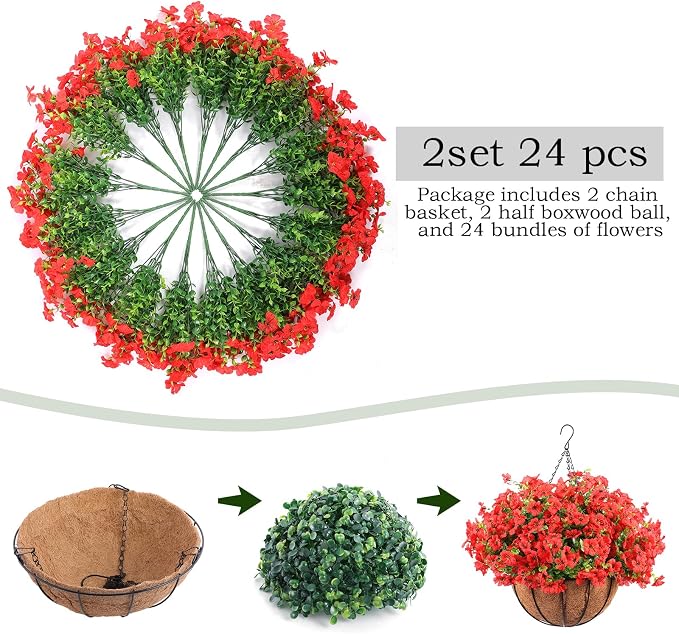 Hananona 24 Pcs Artficial Outdoor Flowers - Image 8