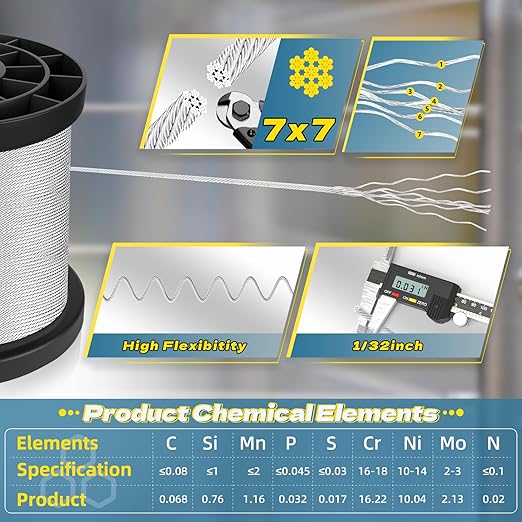 316 Stainless Steel Cable, 400FT 1/32IN Wire Rope - Image 2