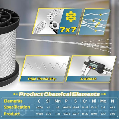 316 Stainless Steel Cable, 400FT 1/32IN Wire Rope - Image 2