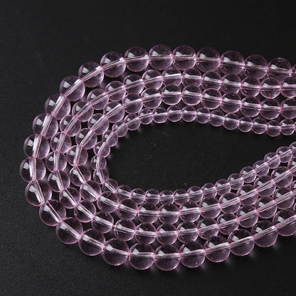 10mm 38pcs Smooth Rose Pink Glass Beads Quartz Crystal Round Loose Beads - Image 3