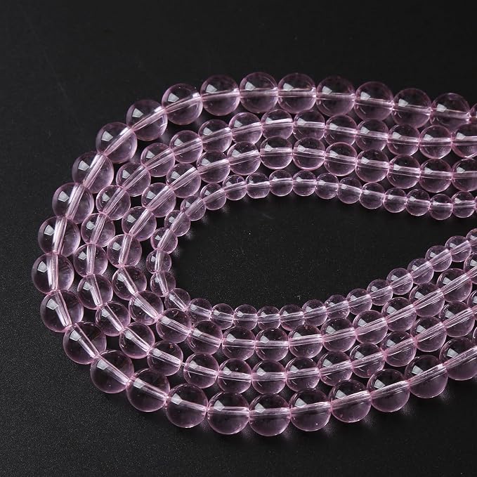 4mm 90pcs Smooth Rose Pink Glass Beads Quartz Crystal Round Loose Beads - Image 3