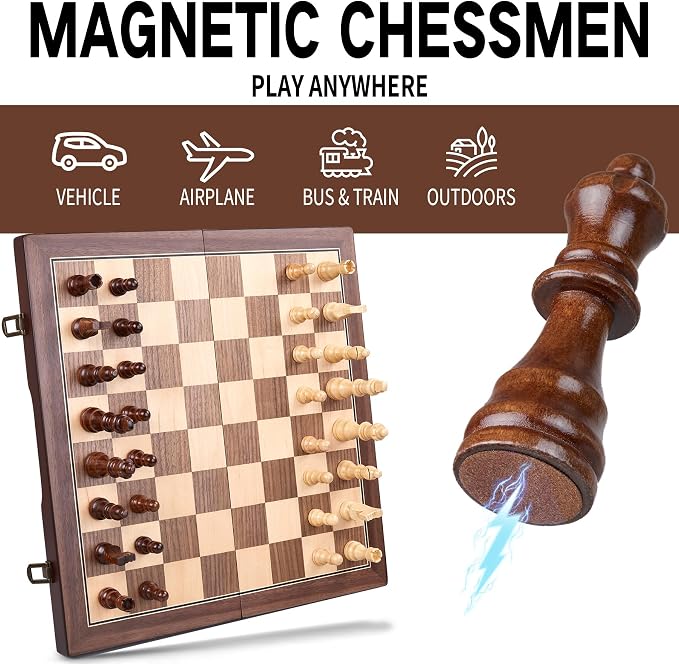 AMEROUS 15'' Magnetic Wooden Chess Set - Image 5