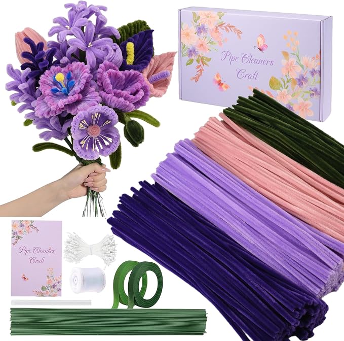 LansinLife 400 Pcs Pipe Cleaners Craft Set, 4 Assorted Pipe Cleaners Bulk by Unknown