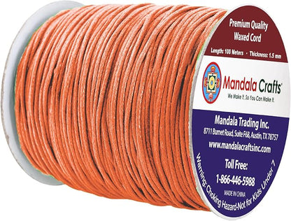 Mandala Crafts 1.5mm 109 Yards Salmon Cotton Waxed Cord - Image 2