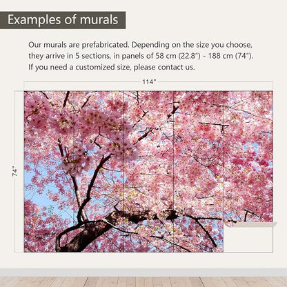 AFZEVEB-Pink Flower Wallpaper Natural Landscape Floral Wall Mural - Image 3