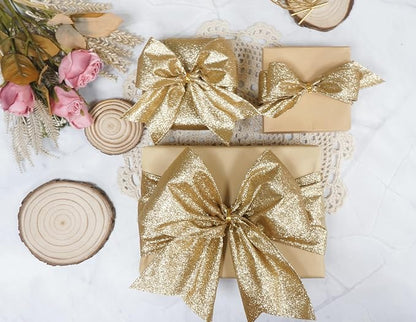 CT CRAFT LLC Glitter Wired Ribbon 6" x 10 Yards Light Gold - Image 5