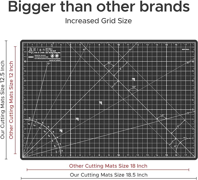 Elan Cutting Mat A3 Black & Taupe, Self Healing Cutting Mat 12x18 Inch - Image 5