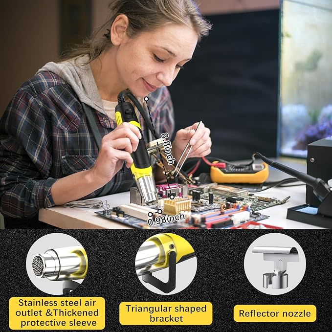 Mini Heat Gun, 500W 2-Temp 662°F-932°F Fast Heat Hot Air Gun - Image 4