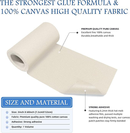 KING MOUNTAIN Canvas Iron on Patch, Waterproof 100% Cotton Fabric Repair Patch - Image 2