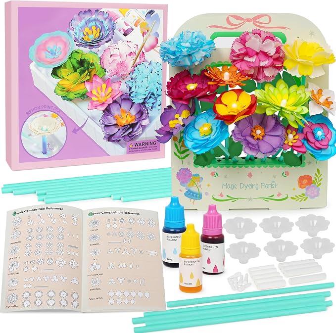 Arts and Crafts for Kids, Paper Flowers Science Kit Magic Dyeing Flowers by ROOCHKD