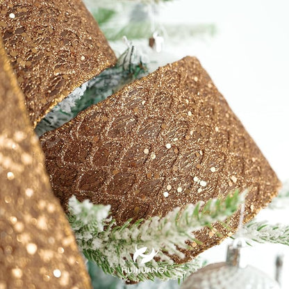 HUIHUANG Copper Wired Ribbon 4 inch Glitter Christmas Wired Ribbon Diamond Mesh - Image 4