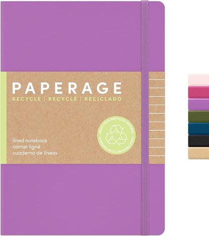 PAPERAGE Recycled Lined Journal Notebook, 160 Pages, Medium 5.6 in x 8 in by PAPERAGE