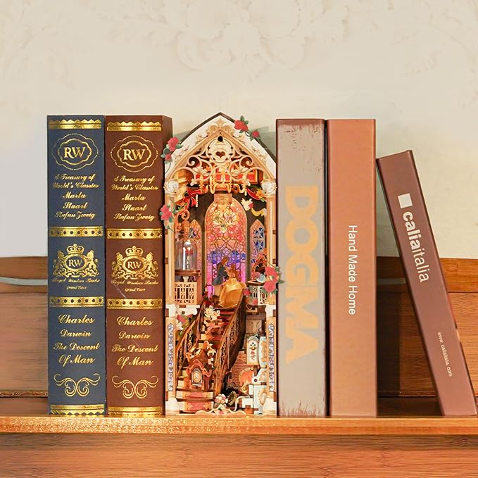 Tonecheer DIY Book Nook Kit for Adults, 3D Wooden Puzzle Music Booknook - Image 2