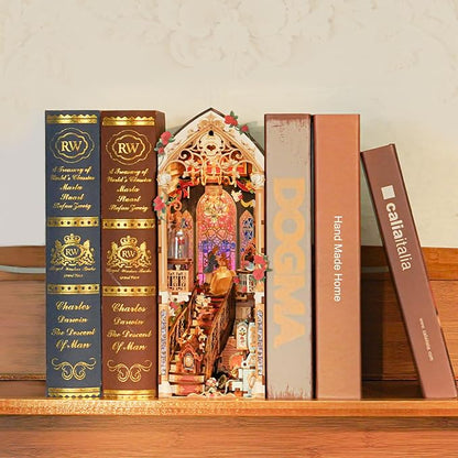 Tonecheer DIY Book Nook Kit for Adults, 3D Wooden Puzzle Music Booknook - Image 2