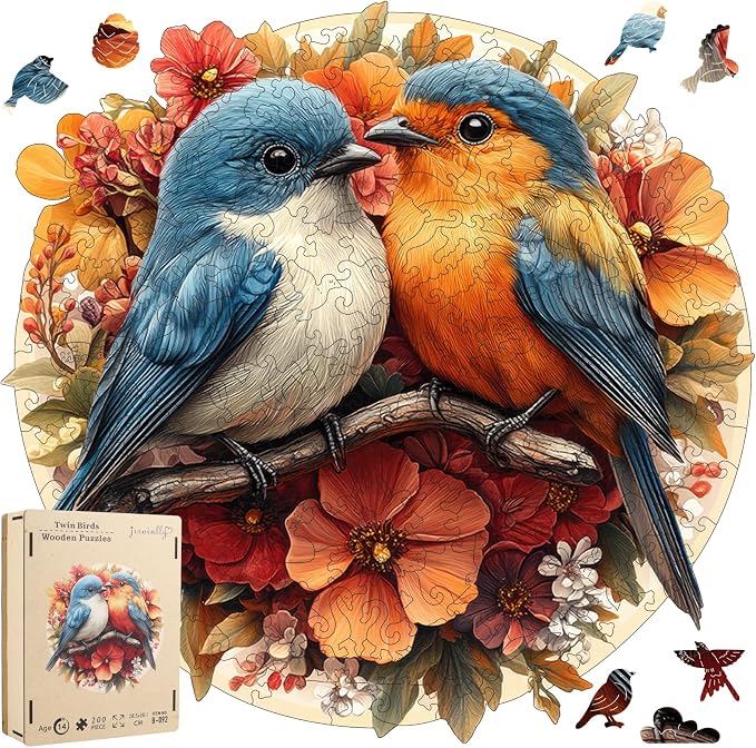 Wooden Jigsaw Puzzles -Twin Birds Wooden Puzzles by WoodenPuzzles
