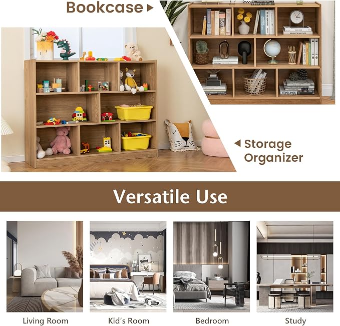 Giantex 8 Cube Bookcase, Freestanding 3-Tier Open Bookshelf, Modern Storage - Image 7