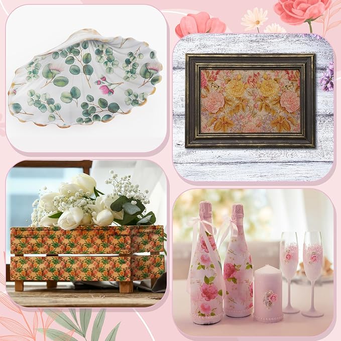 Crtiin 36 Pack 9 Styles Decoupage Napkins Assorted Floral Decorative Decoupage - Image 6