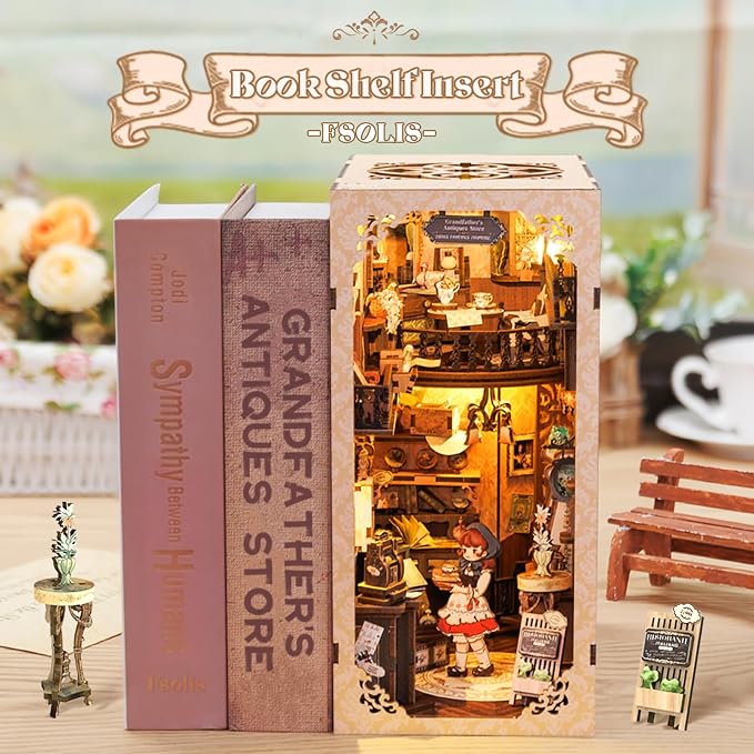 Fsolis Book Nook Kit, DIY Miniature Dollhouse Kit - Image 3