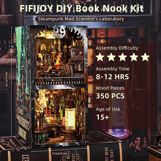 Book Nook Kit, Steampunk DIY Booknook Kits - Image 6