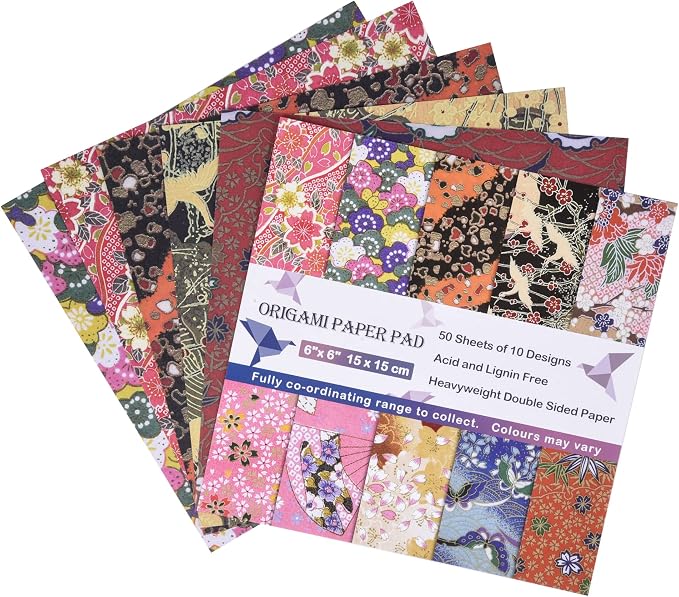 Origami Paper Kit 50 Sheets 6 Inch Square Double Sided Color 10 Vivid Sakura - Image 4