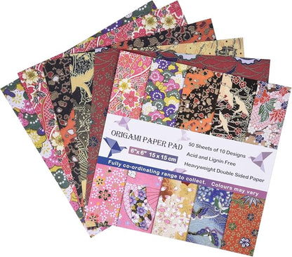 Origami Paper Kit 50 Sheets 6 Inch Square Double Sided Color 10 Vivid Sakura - Image 4