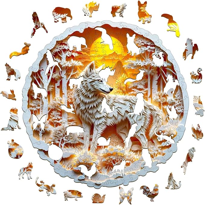 Wooden Puzzles for Adults, 3D Wolf Wooden Puzzles 290 Pieces, Unique Animal - Image 8