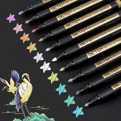 Betem Metallic Paint Markers, 10 Colors Acrylic Paint Metallic Markers by BetemArtWorld
